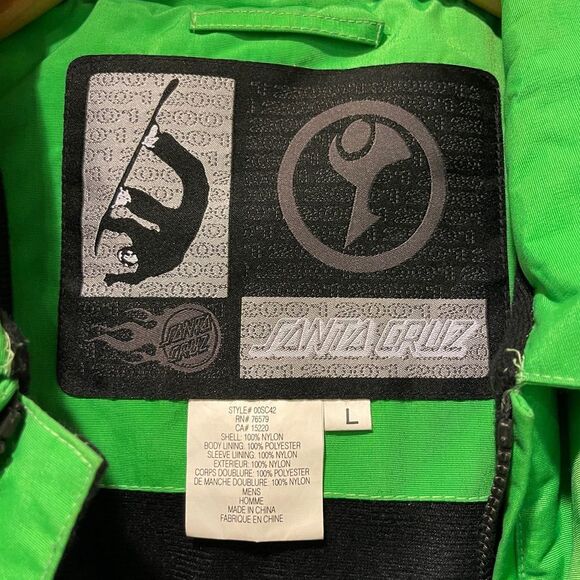 Vintage Santa Cruz Green Puffer Jacket Men’s Sz L - Picture 4 of 4